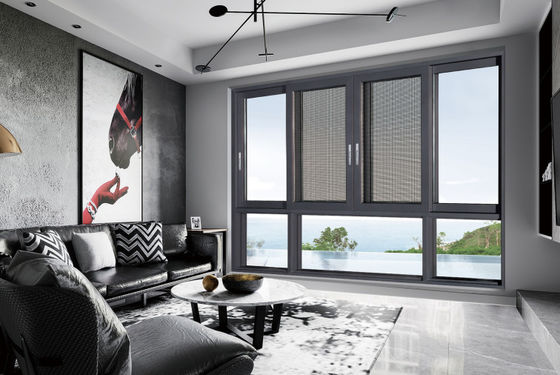 Finestre in alluminio a chiusura multipunto con guinzaglio con protezione da insetti e vetro isolato