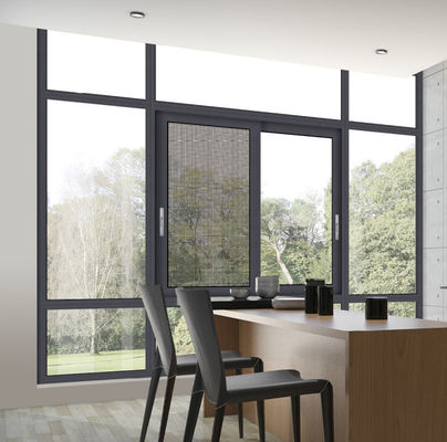 Finestra scorrevole in alluminio rivestita in polvere Protezione dagli insetti Finestra scorrevole a doppio vetro
