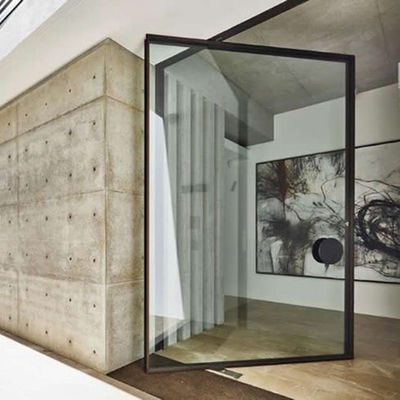 Porta a pivot di alluminio resistente agli uragani Porta anteriore a pivot di vetro temperato