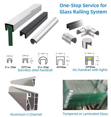 Lamel U Channel Glass Balustrade Installazione montata in cima con vetro stratificato