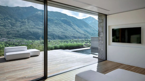 Porta scorrevole in alluminio eco-compatibile Balcone con porta scorrevole in alluminio a cassa 4 sottile