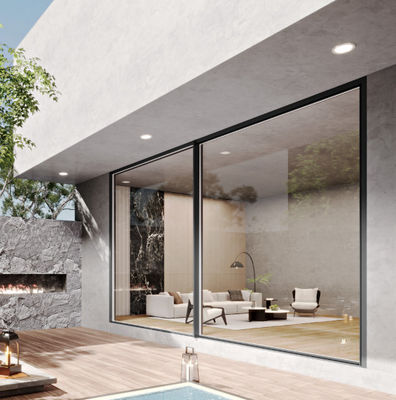 Porta scorrevole in vetro temperato in alluminio sottile