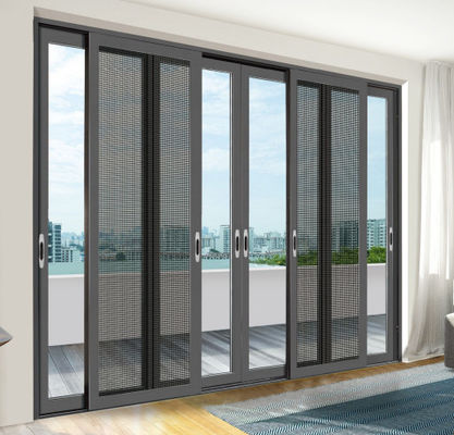 Porte in vetro scorrevole in alluminio per abitazioni personalizzate stabili con vetro stratificato