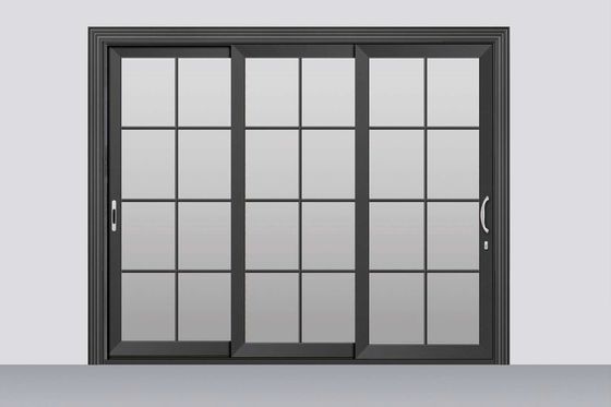 Resistenza ai tifoni 2 mm Spessore di alluminio porta scorrevole con vetro temperato