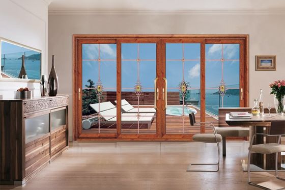 Resistenza ai tifoni 2 mm Spessore di alluminio porta scorrevole con vetro temperato