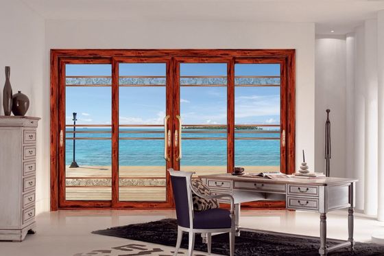 Resistenza ai tifoni 2 mm Spessore di alluminio porta scorrevole con vetro temperato