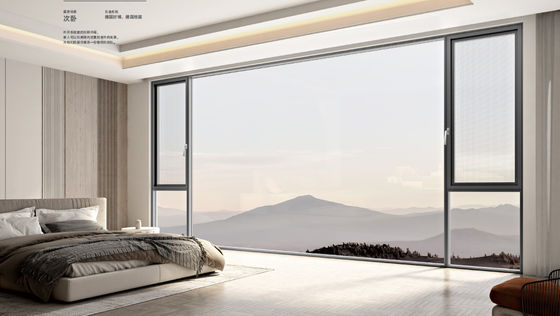 Finestra aperta con rivestimento in alluminio con vetro isolante temperato e vetro laminato temperato