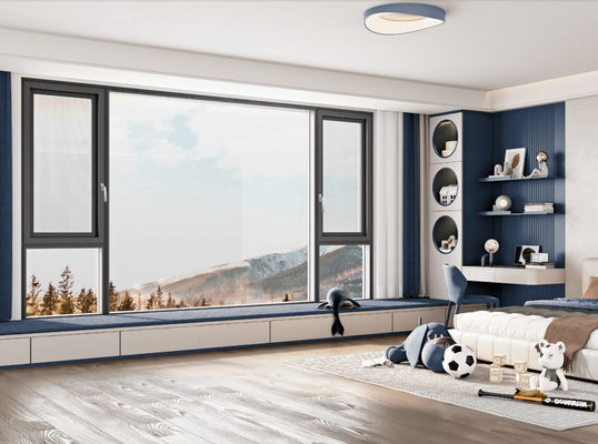 Finestra aperta con rivestimento in alluminio con vetro isolante temperato e vetro laminato temperato