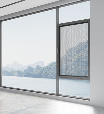 Fenestra a oscillazione in alluminio grigio con rivestimento ad alta ventilazione