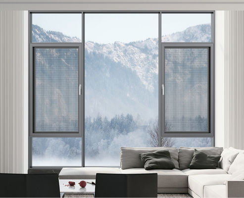 Fenestra a oscillazione in alluminio grigio con rivestimento ad alta ventilazione