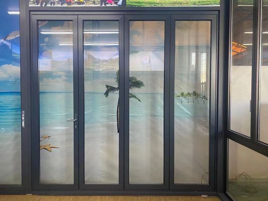 Sicurezza vetro temperato nero di alluminio porte bifold resistenza ai tifoni