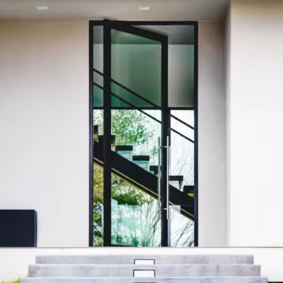 Porta a pivot in alluminio rivestita in polvere, personalizzabile Porta di ingresso a pivot in vetro stratificato