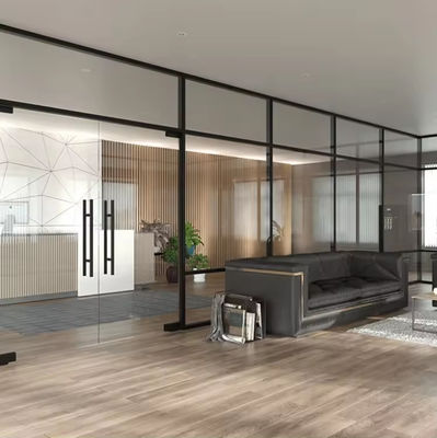 Moderna partizione di vetro insonorizzante con telaio in alluminio rivestito di polvere