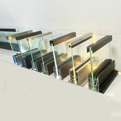 12 mm Scala senza telaio di vetro balcone ringhiera canale U con luce a LED