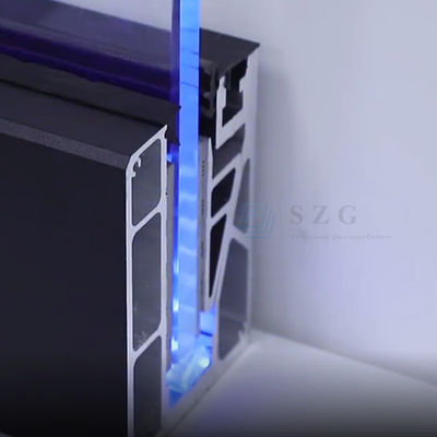 12 mm Scala senza telaio di vetro balcone ringhiera canale U con luce a LED