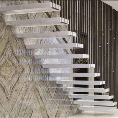 Luce a LED auto personalizzata Scala di legno galleggiante interna con trave in acciaio inossidabile invisibile