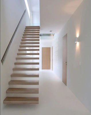 Luce a LED auto personalizzata Scala di legno galleggiante interna con trave in acciaio inossidabile invisibile