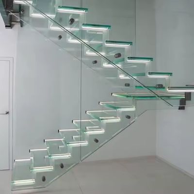 Scala galleggiante con ringhiera di vetro 10 mm Scelte di spessore di vetro