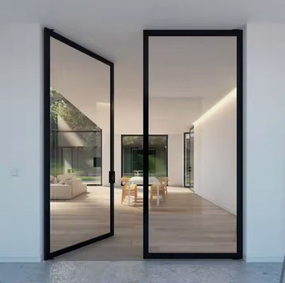 Isolazione Porta a dondolo in alluminio Rivestimento in polvere per porta d'ufficio in vetro interno
