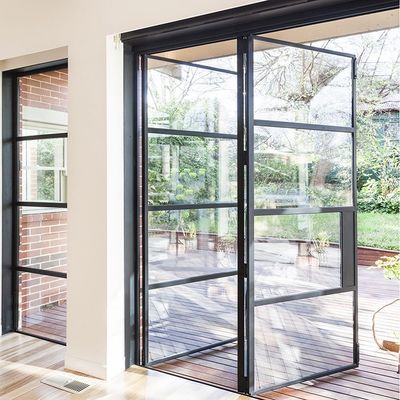 Isolazione Porta a dondolo in alluminio Rivestimento in polvere per porta d'ufficio in vetro interno