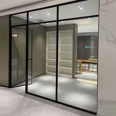 Isolazione Porta a dondolo in alluminio Rivestimento in polvere per porta d'ufficio in vetro interno