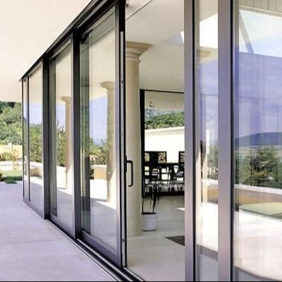 Porta scorrevole in alluminio residenziale con metodo di apertura push and pull e vetro doppiamente temperato
