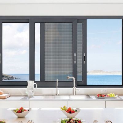 Large Modern Internal Lockable Accordion Porta in vetro scorrevole nera Porta in vetro doppia personalizzata