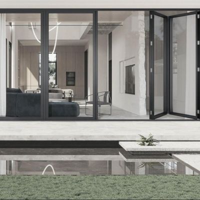 Dimensioni personalizzate Porte esterne bifold in alluminio Isolamento termico multi-panele durevole