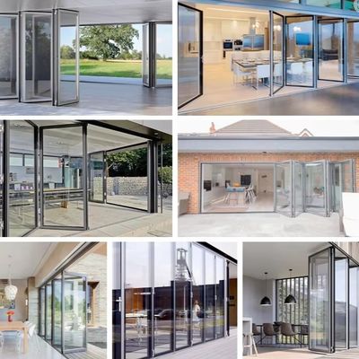 Meccanismo di chiusura sicuro Porte in vetro pieghevole in alluminio in argento/bianco/nero/adattate per gli istituti educativi