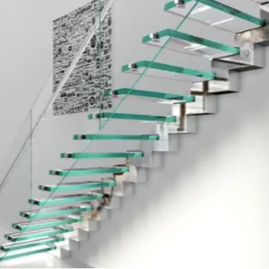OEM/ODM Scala di vetro di design elegante personalizzato con ringhiera di vetro e auto led