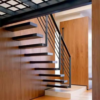 Scale galleggiante di legno massello per interni montata a parete Casa Stringer invisibile Ristrutturazione Scala prefabbricata Installazione fai da te