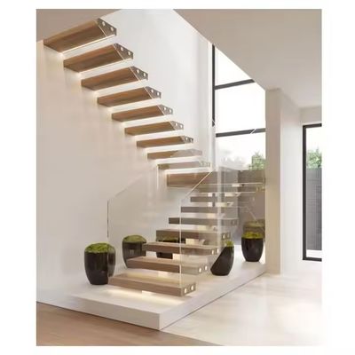 Scale galleggiante di legno massello per interni montata a parete Casa Stringer invisibile Ristrutturazione Scala prefabbricata Installazione fai da te