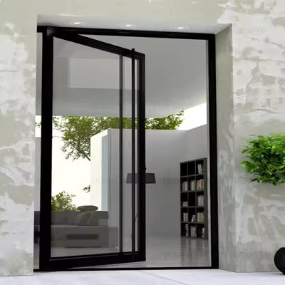 4-12mm doppio vetro porta pivot di alluminio con vetro trasparente e in acciaio inossidabile schermo materiale reticolare