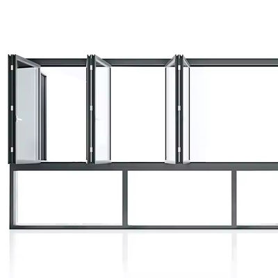 Finestra verticale in alluminio a doppio ripiegamento ad alta efficienza energetica con vetro e telaio personalizzati