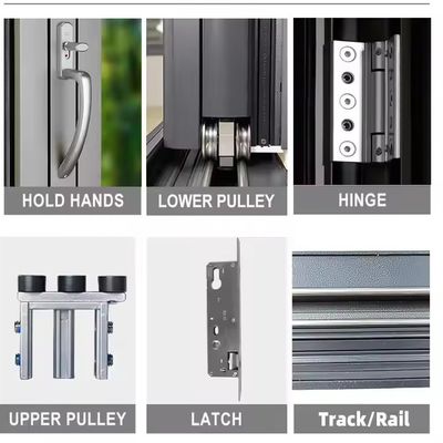 Finestra pieghevole in alluminio in stile moderno con vetro temperato isolato e spessore di vetro personalizzato