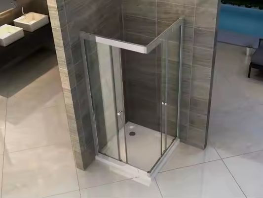 Parete divisoria in vetro scorrevole laterale per bagno in alluminio e vetro, acciaio inossidabile, cabina doccia walk-in