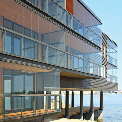 Pannello in vetro per edificio senza telaio curvo piatto in alluminio per ringhiera balcone corrimano