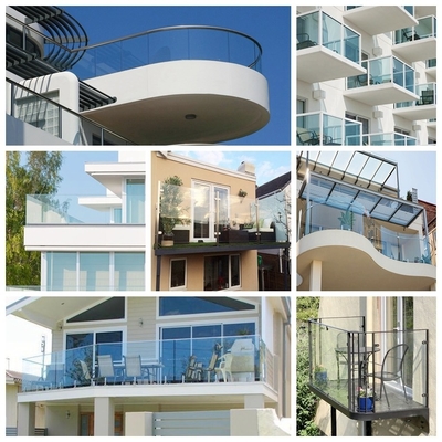 Rivestimento nero personalizzato Barricata in vetro a canale U senza cornice 12 mm Barricata in vetro rinforzato