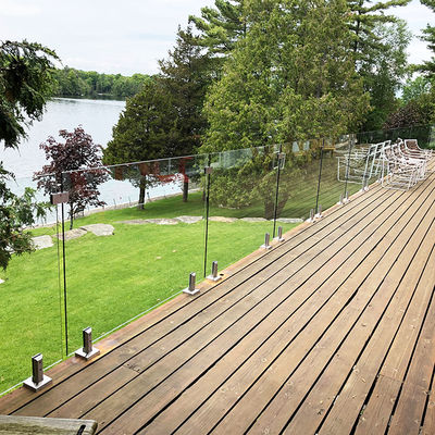 Ringhiera in vetro senza telaio con canale a U in alluminio, vetro temperato da 12 mm, kit balaustra per decking composito per esterni