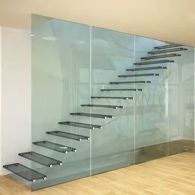 Scala galleggiante con ringhiera di vetro 10 mm Scelte di spessore di vetro