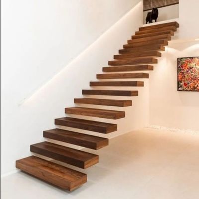 Scale di vetro galleggiante personalizzabile Disegno durevole e elegante con ringhiera in acciaio inossidabile satinato/specchio