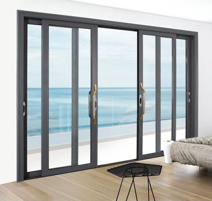 Large Modern Internal Lockable Accordion Porta in vetro scorrevole nera Porta in vetro doppia personalizzata