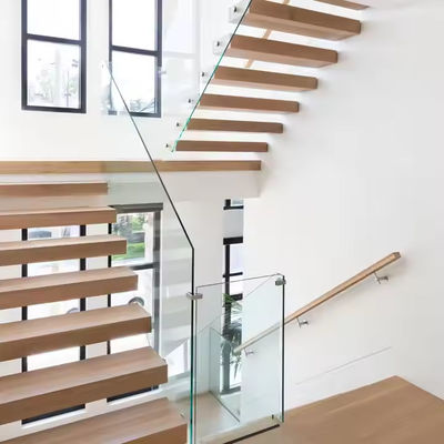 Scala galleggiante in legno massello per la casa interna fai da te casa residenziale dalla fabbrica di scale di Foshan