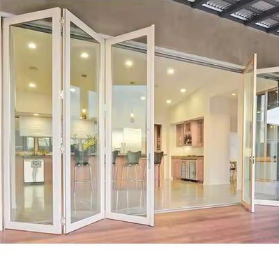 Porta scorrevole di vetro in alluminio a telaio bianco