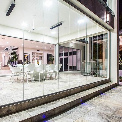 Porta a doppio vetro bi pieghevole senza cornice Porta a vetro retrattile