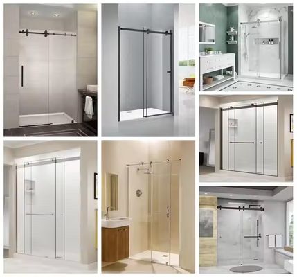 Cornice d'oro Cabina moderno bagno doccia con accessori hardware personalizzabili e manica bagno Porta in vetro temperato