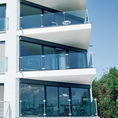 Pannello in vetro per edificio senza telaio curvo piatto in alluminio per ringhiera balcone corrimano