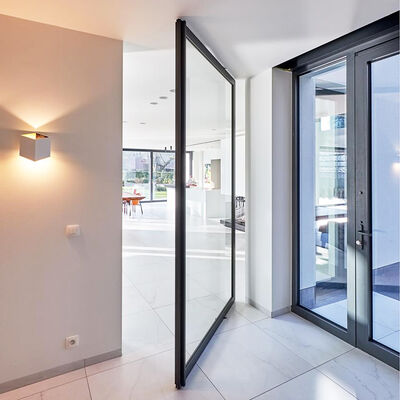 Porta girevole di sicurezza in ferro e acciaio in vetro laminato temperato trasparente da 6 + 6 mm 8 + 8 mm